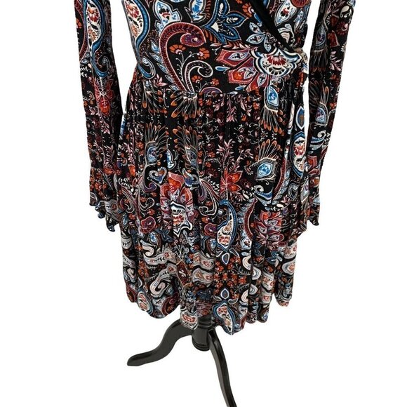 Xhilaration Women's XS Faux Wrap Dress Floral Print Side Tie Rayon Blend - Picture 3 of 7